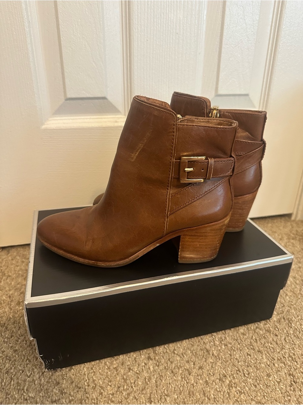 Louise et Cie Women’s Brown Leather Ankle Boots with Buckle
